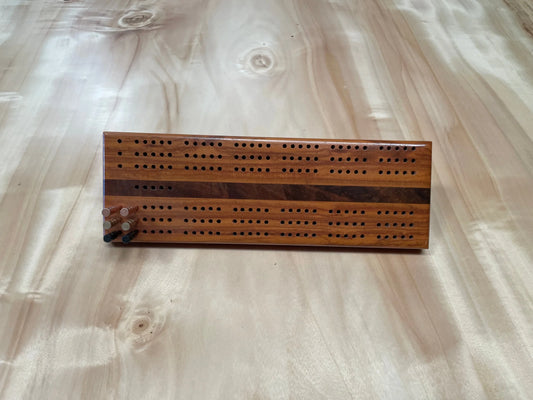 Peroba Rosa and Walnut Cribbage Board