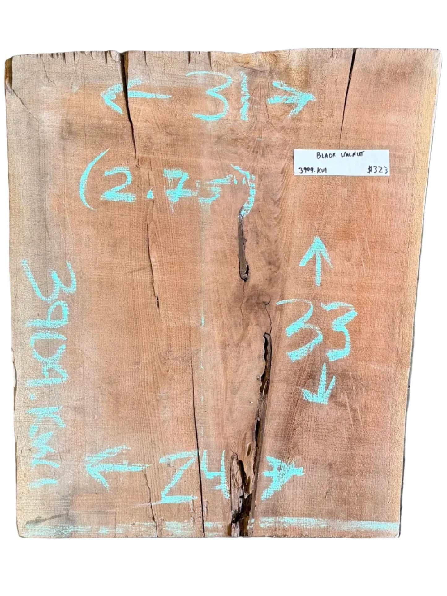 Black Walnut Live Edge Slab 3909.KWI