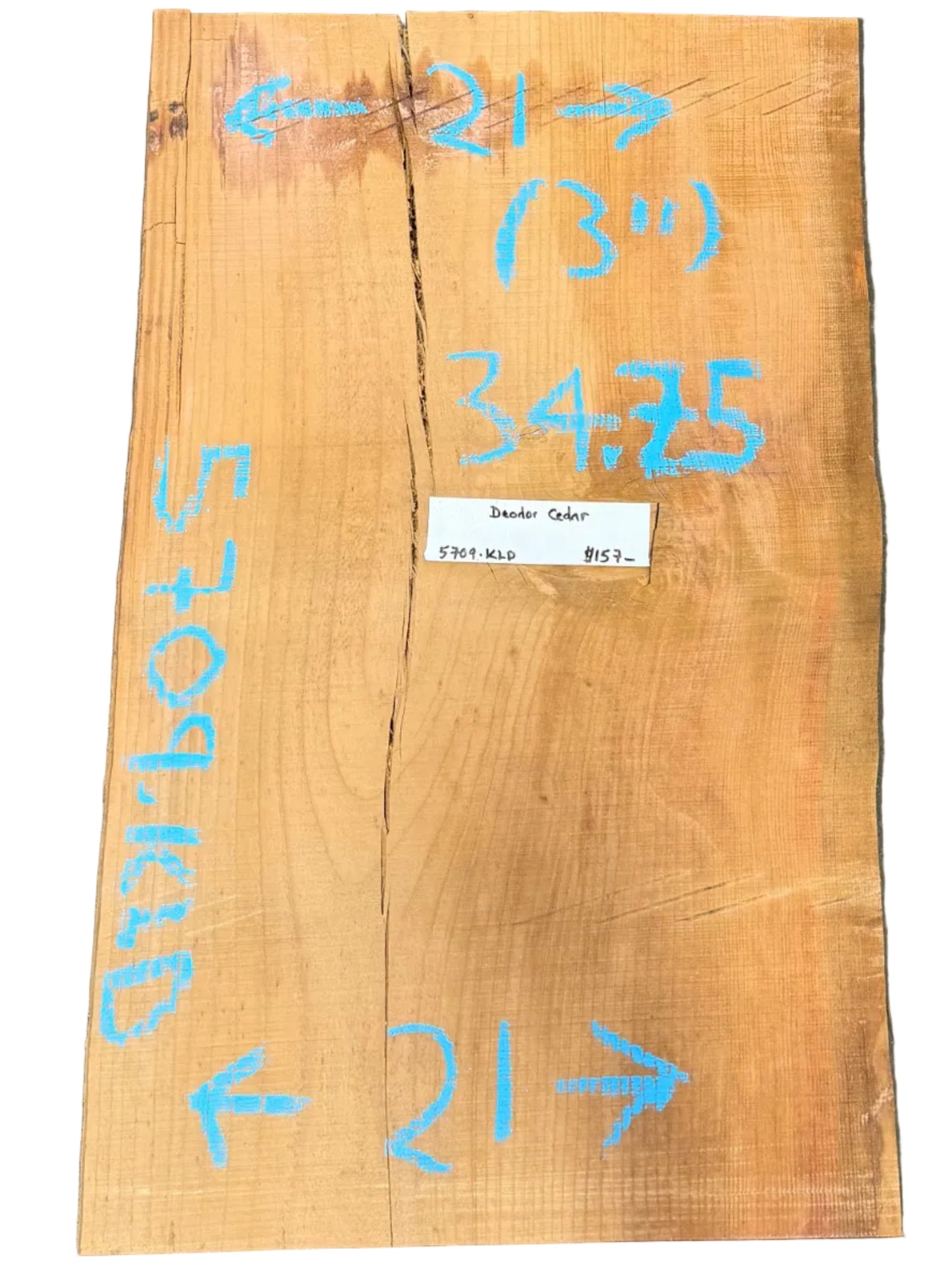 Deodar Cedar Live Edge Slab 5709.KLD