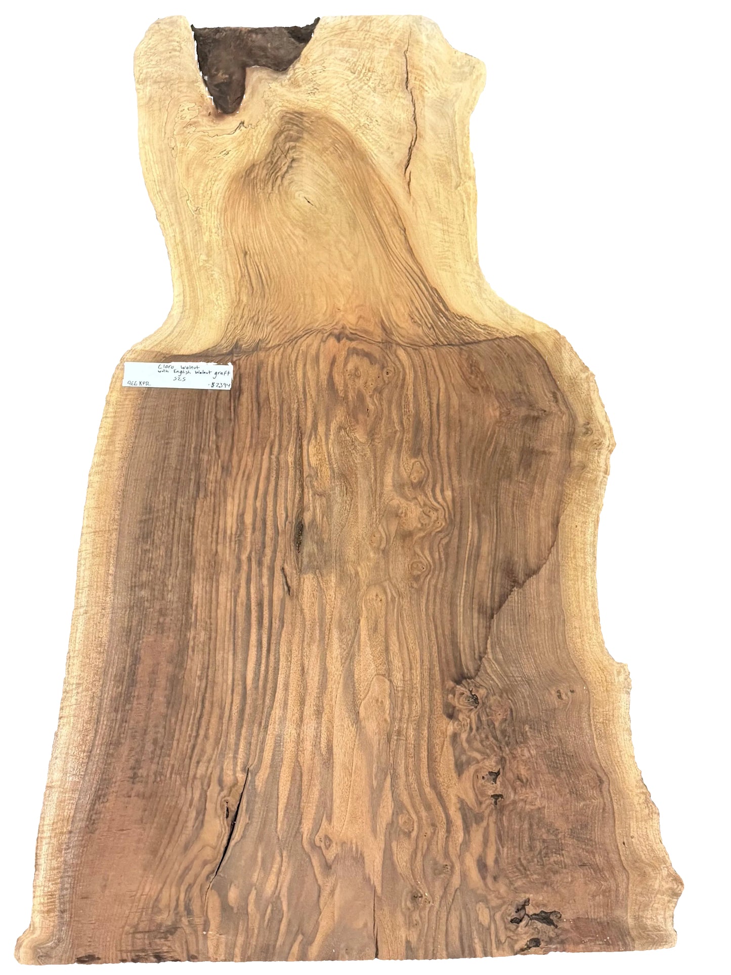 Claro Walnut w/ English Walnut Graft Live Edge Slab S2S 966.KPR