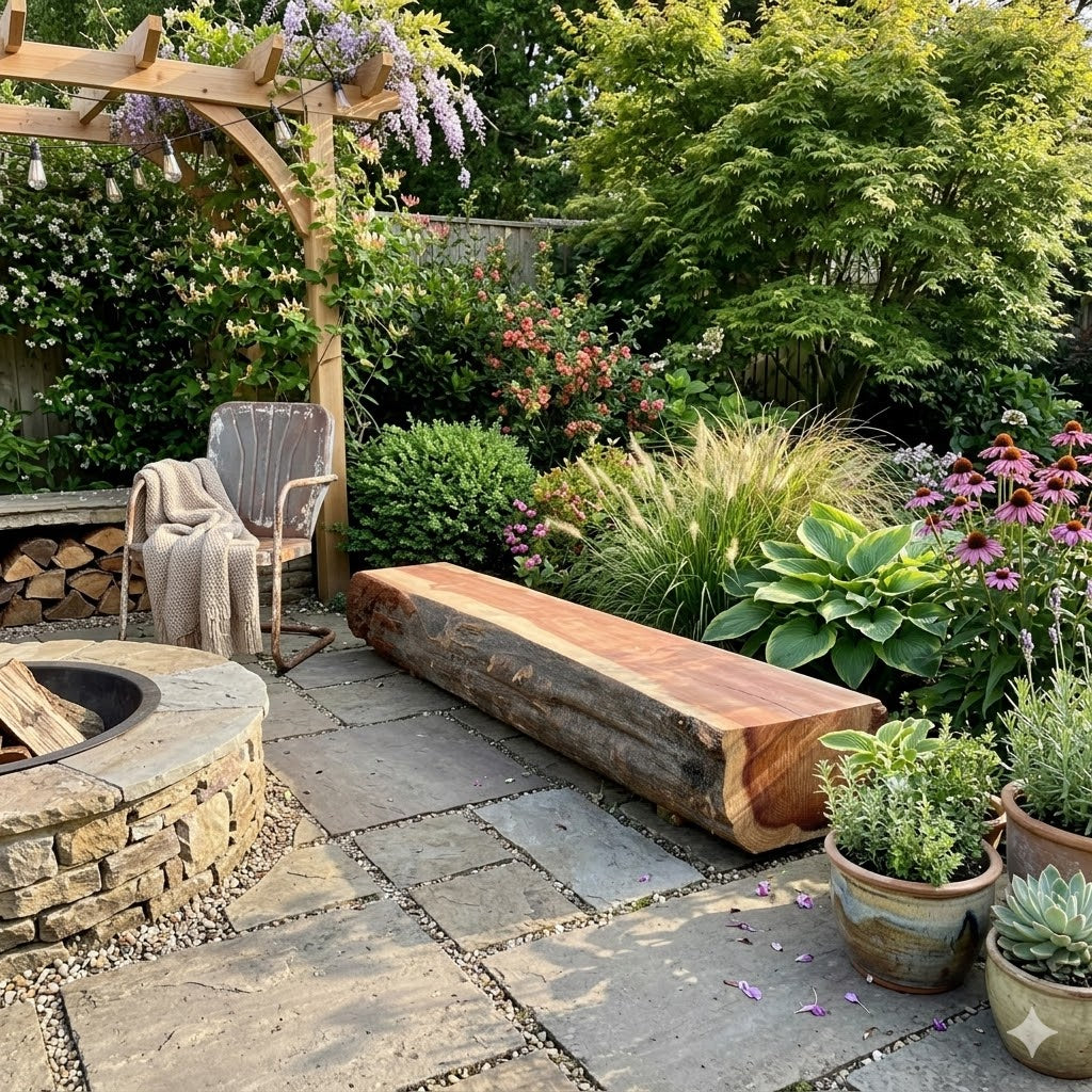 Redwood Live Edge Slab Bench