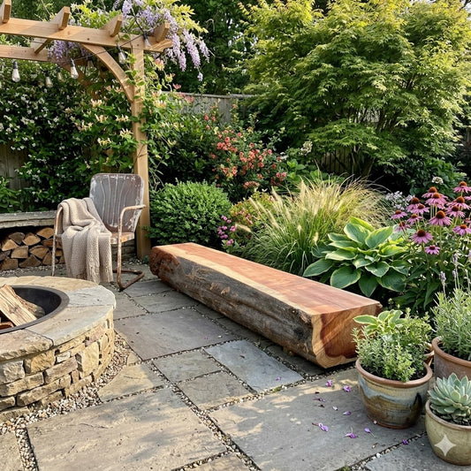 Redwood Live Edge Slab Bench