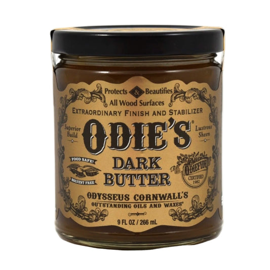 Jar of Oddie's Dark Butter with decorative label on a white background