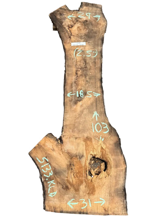 Pecan Live Edge Slab 5133.KLD