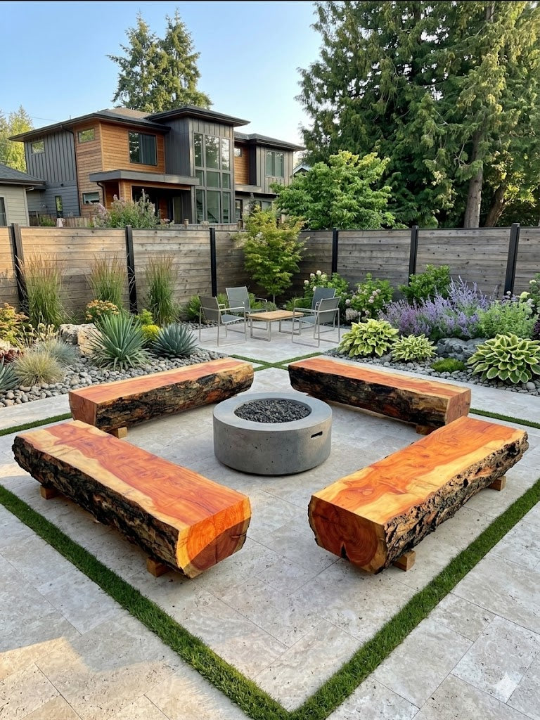 Redwood Live Edge Slab Bench