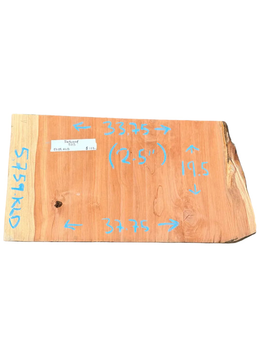 Redwood Live Edge Slab S2S 5759.KLD