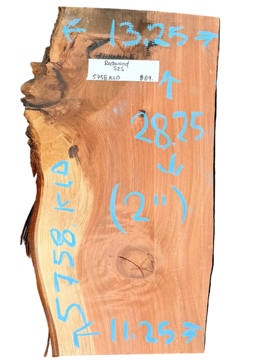 Redwood Live Edge Slab 5787.KLD